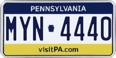 PA license plate MYN4440
