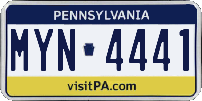PA license plate MYN4441