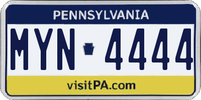 PA license plate MYN4444