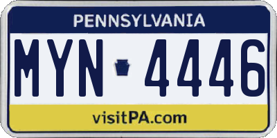 PA license plate MYN4446