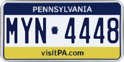 PA license plate MYN4448