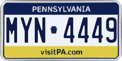 PA license plate MYN4449