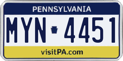 PA license plate MYN4451