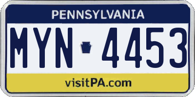 PA license plate MYN4453