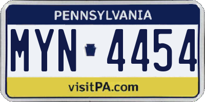 PA license plate MYN4454