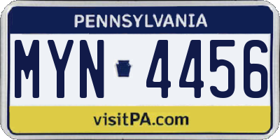 PA license plate MYN4456
