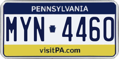 PA license plate MYN4460