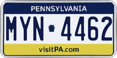 PA license plate MYN4462