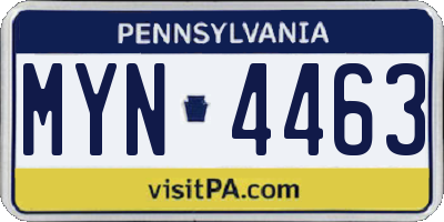 PA license plate MYN4463