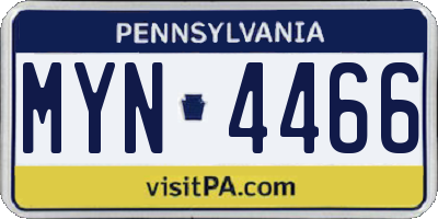 PA license plate MYN4466