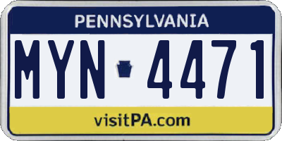 PA license plate MYN4471