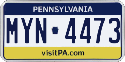 PA license plate MYN4473
