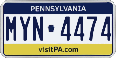 PA license plate MYN4474
