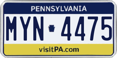 PA license plate MYN4475