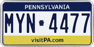 PA license plate MYN4477