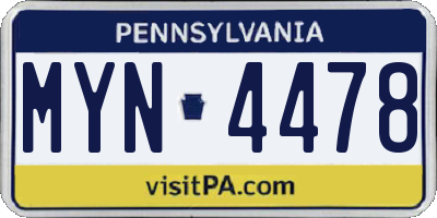 PA license plate MYN4478