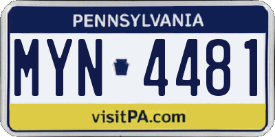 PA license plate MYN4481