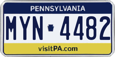PA license plate MYN4482