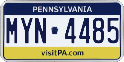PA license plate MYN4485