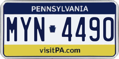 PA license plate MYN4490