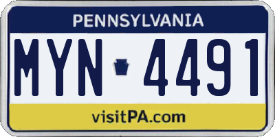 PA license plate MYN4491