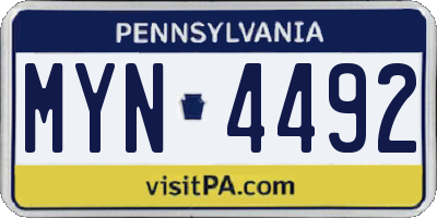 PA license plate MYN4492