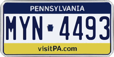 PA license plate MYN4493