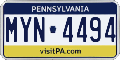 PA license plate MYN4494