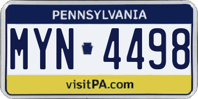 PA license plate MYN4498
