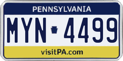 PA license plate MYN4499