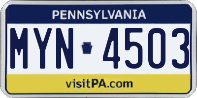 PA license plate MYN4503