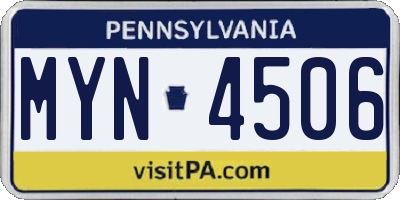 PA license plate MYN4506