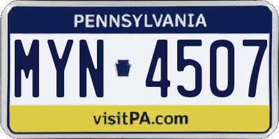 PA license plate MYN4507
