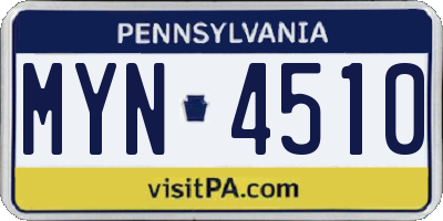 PA license plate MYN4510
