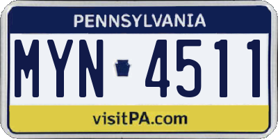PA license plate MYN4511