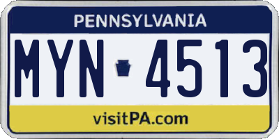 PA license plate MYN4513