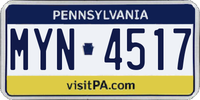 PA license plate MYN4517