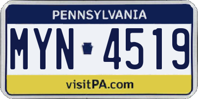 PA license plate MYN4519