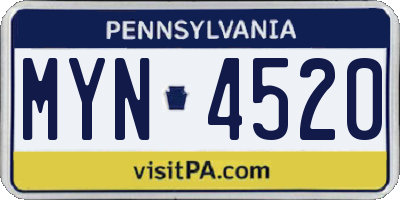 PA license plate MYN4520