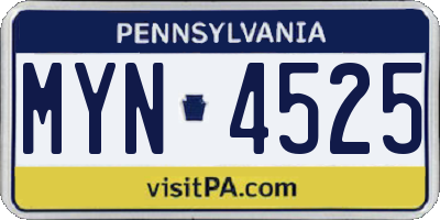 PA license plate MYN4525