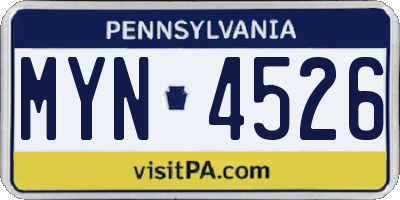 PA license plate MYN4526