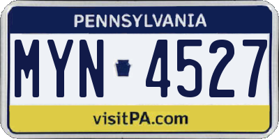 PA license plate MYN4527