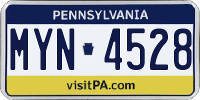 PA license plate MYN4528