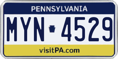 PA license plate MYN4529