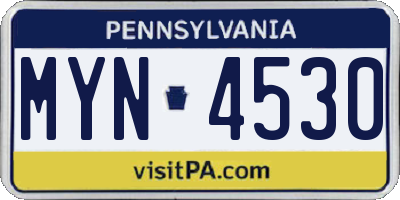 PA license plate MYN4530