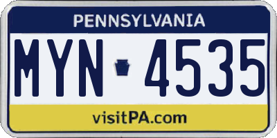 PA license plate MYN4535