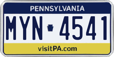 PA license plate MYN4541