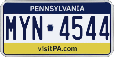 PA license plate MYN4544