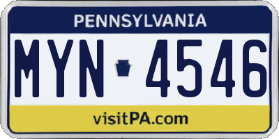 PA license plate MYN4546