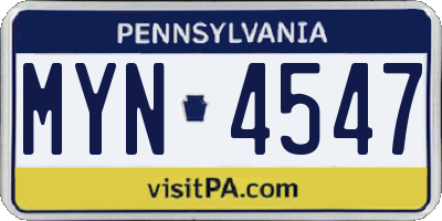 PA license plate MYN4547